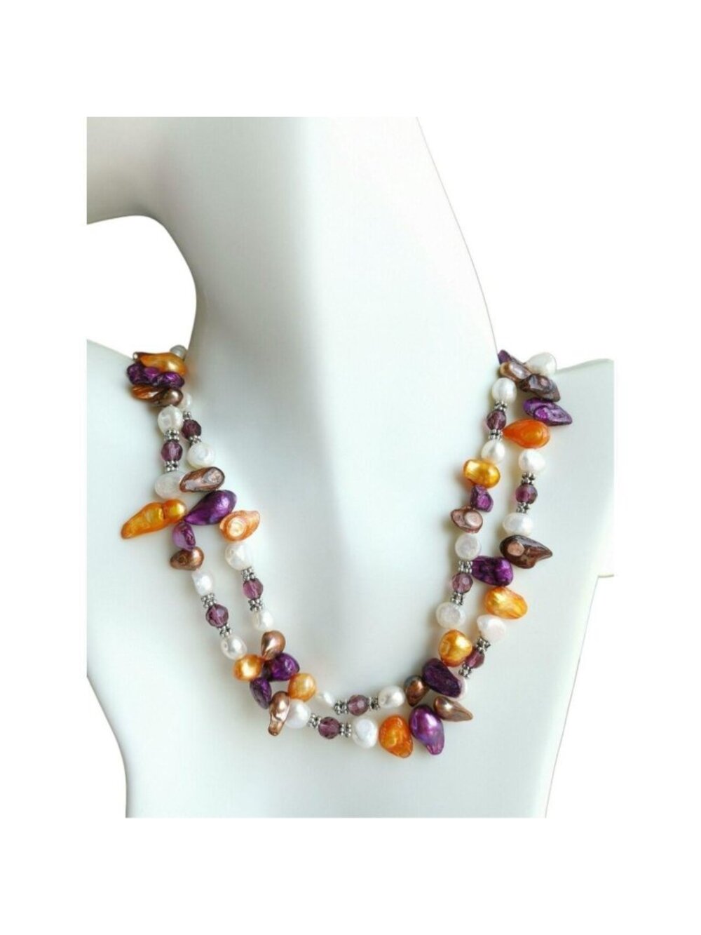 Blister Pearl Necklace in Purple Orange White 🆕